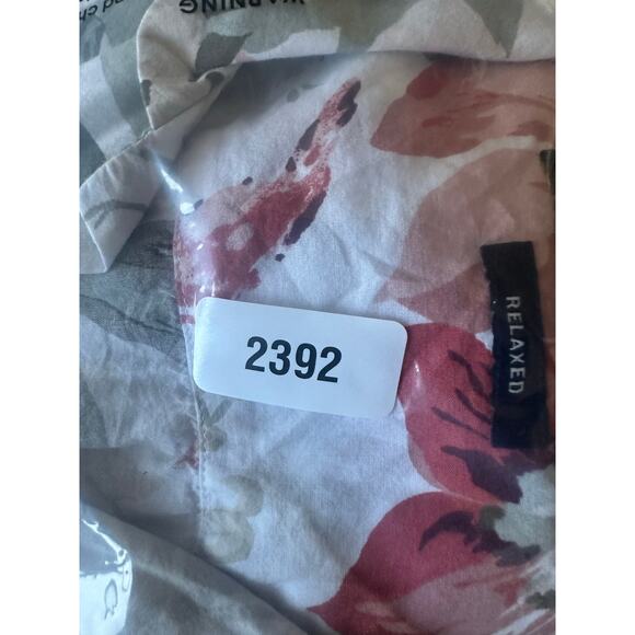 Abercrombie & Fitch Relaxed Button-Down Floral Shirt Ivory Red Green XL EUC - Picture 8 of 8